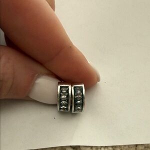 Kendra Scott Silver & Gray Crystal Huggie Earrings